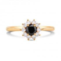 wedding photo - 0.50 Carat Black Diamond Cluster Ring In Yellow Gold