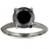 wedding photo - Gorgeous 2 Carat Black Diamond Black Ring In Solitaire Style