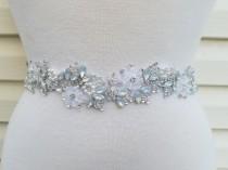 wedding photo - SALE - Wedding Belt, Bridal Belt, Sash Belt, Crystal Rhinestone, Light Blue stones  - Style B707500