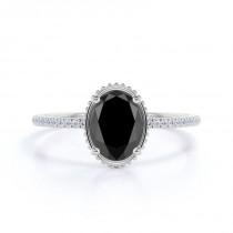 wedding photo - Attractive 1.50 Carat Black And White Diamond Halo Ring