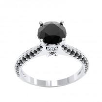 wedding photo - Beautiful 2.5 Carat Black Diamond Ring In 14k White Gold