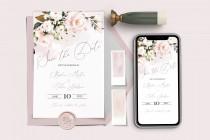 wedding photo - Save The Date Template, Save the Date Digital Download, Smartphone, Soft Blush pink Flowers the Date Digital Template,  Mobile Editable