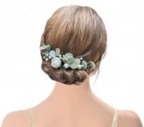 wedding photo - Bridal flower bobby pins Greenery hair piece