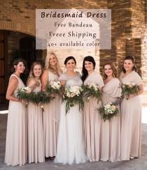 wedding photo - Long Bridesmaid dress, Beige Dresses, gown convertible dress, long infinity dress, maternity dress, Wedding Dress C45# B45#   Free Shipping