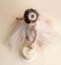 wedding photo - IVORY over BLUSH Flower Girl Dress Dresses Girls 1st Birthday Outfit Tulle Tutu Baby Infant Toddler Photoshoot Baby Shower Gown Newborn
