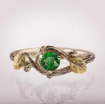 wedding photo - Twig and Leaf Engagement Ring, Twig Engagement Ring, Emerald Twig Ring, Emerald Ring, Emerald Leaves Ring, Twig Ring, Engagement Ring, 31