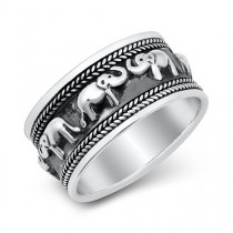 wedding photo - 8mm Elephant Ring, Sterling Silver Wedding Ring,  Personalized Elephant Ring, Bride and Groom Wedding Band, DOJSR1198  FREE ENGRAVING