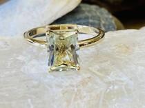 wedding photo - Prasiolite Ring, Green Amethyst Ring, Radiant Cut Prasiolite Ring, 2.00ct Radiant Cut, Prasiolite Solitaire Ring