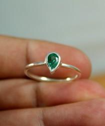wedding photo - Natural Emerald Ring - 925 Sterling  Silver - Handmade Silver Ring - Emerald Silver Ring - Emerald Gemstone Jewelry - Birthstone Statement