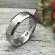 wedding photo - 6mm Personalized Stainless Steel Ring, Mens Wedding Band, Custom Engraved Promise Ring for Him, Purity Ring for Him, DOJSSR088
