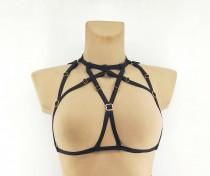 wedding photo - Chest harness black mature lingerie bdsm harness bra body women bondage strap on harness sexy erotic lingerie open cup bra gift for her