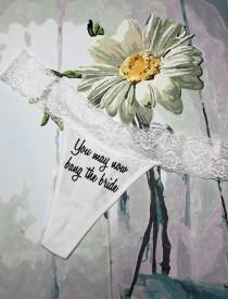wedding photo - Bridal Thong / You May Now Bang The Bride Thong / Cotton Lace Thong / Bridal Shower Gift / Bachelorette Party Gift, Wedding, Something Blue