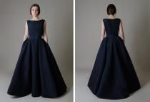 wedding photo - Silk taffeta Ball gown ; Black Wedding Dress