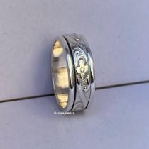 wedding photo - 925 Sterling Silver Spinner Ring* Meditation Ring*Thumb Ring*Band Ring* Handmade Ring* Gift Ring* Silver Flower Spinner Ring*Spinner Ring