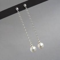 wedding photo - White Swarovski Pearl Drop Earrings - Magnolia Bridal/Bridesmaids Jewellery - Long Ivory Pearl Dangle Earrings - Wedding Gifts for Brides