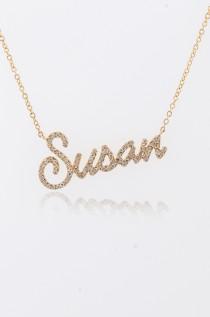 wedding photo - Diamond Personalized Name Necklace, Customized Diamond Initial Letter Chain, Dainty Nameplate, 14K Name Necklace, Custom Name Necklace Gift