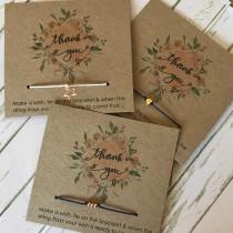 wedding photo - Wish String Bracelet Thank You Teacher Gifts Wedding Floral Frame Birthday Favour Card A39KRAFT