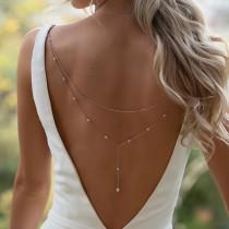 wedding photo - Back Jewelry Clip, Y Lariat Back Necklace Clip on, Bridal Jewelry, Backdrop Necklace, Wedding NBC053