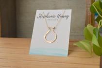 wedding photo - Magic Ring holder necklace, handmade pounded / hammered, yellow and rose 14kt Gold filled or sterling silver, engagement ring, wedding ring