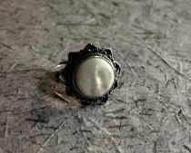 wedding photo - Carved Moon Face Sterling Silver Adjustable Ring