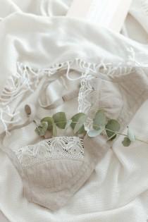 wedding photo - Linen Lace Bra, Organic Linen Bralette For Women, Lacy Linen