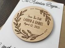wedding photo - Engraved Save The Date Magnet, Custom Wedding Announcement, Wood Save The Date, Wedding Keepsake, Wedding Announcement