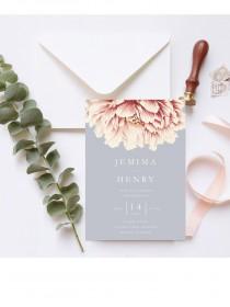 Peony invite, Wedding Invitation INSTANT DOWNLOAD, Wedding Invite, DIY Printable Invitation, Templett, Editable pdf, pink peony, grey wedding photo - Peony invite, Wedding Invitation INSTANT DOWNLOAD, Wedding Invite, DIY Printable Invitation, Templett, Editable pdf, pink peony, grey