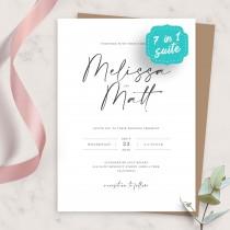 wedding photo - Wedding Invite, Simple Minimalist Wedding Invitation Suite, Printable Wedding Invites Template, Editable Invitation, PDF, JPG, PNG