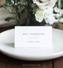 wedding photo - Minimalist Place Card Template, Printable Modern Simple Wedding Escort Card & Meal Option, INSTANT DOWNLOAD, Editable, Templett #094-156PC