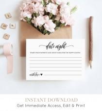 wedding photo - Printable Date Night Idea Card, DIY Wedding Advice Template, Bridal Shower Game, Fully Editable, Instant Download, Digital #023-108EC 020