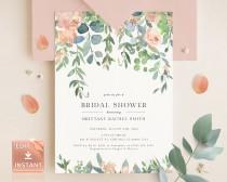 wedding photo - TIFF - Bridal Shower Invitation, Bridal Shower Invitation Template, Printable Wedding Shower Invite, Lush Garden Bridal Shower, Blush Shower