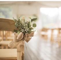 wedding photo - Dried baby's breath and eucalyptus chair ties, white flower, country wedding, dried flower, diy wedding, barn wedding, gyp. Church flower