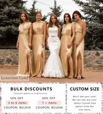 wedding photo - Multiway Gold Nude Bridesmaid Dress • Long Silk Infinity Prom Wrap Transformer • Sexy Satin Plus Size Wedding Gown •  Luxury Gift for Her