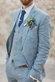 wedding photo - Mens Suit Navy Blue Suits Slim fit 3 Piece Summer Suits for Men Groom Wear Dress Beach Wedding Suit Men Dinner Suits