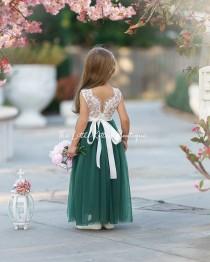 wedding photo - Tulle flower girl dress, Lace flower girl dress, sleeveless flower girl dress, rustic flower girl dress, Boho Flower Girl Dress, girls dress