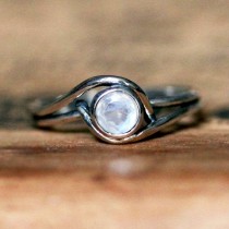 wedding photo - White gold moonstone engagement ring, rainbow moonstone ring, minimalist moonstone ring, natural moonstone, bezel ring mini pirouette custom