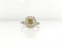 wedding photo - 18KT White & Yellow Gold Fancy Yellow Uncut Diamond Halo Engagement Ring