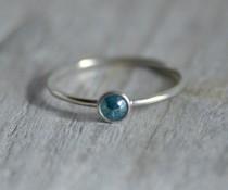 wedding photo - Blue Diamond Engagement Ring, Rose Cut Diamond Solitaire, Small Diamond Ring, 0.20ct Diamond Wedding Gift