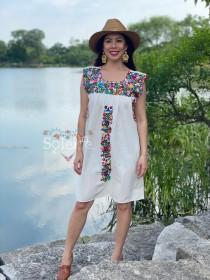 wedding photo - Mexican Floral Dress. Hand Embroidered Dress. Artisanal Mexican Dress. Traditional Mexican Dress. Bridesmaid Dress. Mexican Wedding Dress