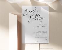 wedding photo - Brunch And Bubbly Bridal Shower Invitation, Bridal Brunch Invite, Digital Download, Editable Invitation