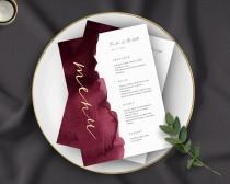 wedding photo - Wedding Menu Template - Printable Burgundy Wedding Menu Download, Modern Wedding Menu, Printable Wedding Menu,  OM-033, Menu Template Card