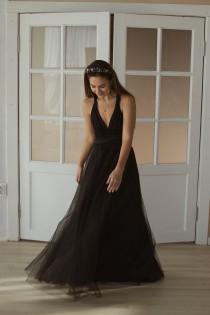 wedding photo - Black Bridesmaid dress with tulle skirt, black infinity dress, black convertible dress, black multiway dress, black bridesmaid dress, maxi