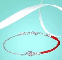 wedding photo - Lucky Red Thread bracelet-protector Friend/CZ bracelet-925 Sterling Silver Bracelet