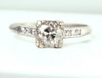 wedding photo - Circa 1900 - Edwardian Platinum GIA certified .81ct Old Mine Cushion Brilliant DiamondEngagement Ring - VEG#373