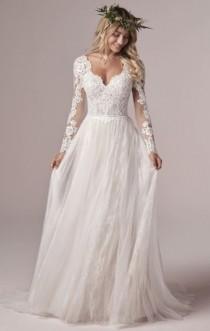 wedding photo - Lace Design Long Sleeve Floor Length Bridal Gown, Floor Length Wedding Dress