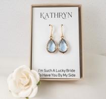 wedding photo - Light Blue Bridesmaid Earrings - Dusty Blue Earrings - Blue Teardrop Earrings - Blue Wedding Jewelry - Bridesmaid Jewelry - Bridesmaid Gift
