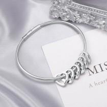 wedding photo - Personalized Bangle Bracelet with Hearts Customized Engraved 1-12 Names, Stainless Steel Personalized Bracelet, Mother's Day Gift For Mom