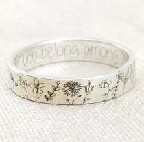 wedding photo - 925 Sterling Silver 'Among the Wildflowers' Ring // Polished Friendship Flower Daisy Dainty Simple Carved Bohemian Hippie Floral Boho