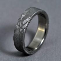 wedding photo - Gibeon meteorite ring, Meteorite, titanium wedding ring, engagement ring