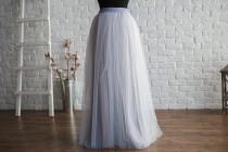 wedding photo - Grey Long Tulle Skirt, tulle skirt women, maxi tulle skirt, tulle skirt plus size, long tulle skirt, tulle skirt wedding, grey bridesmaids